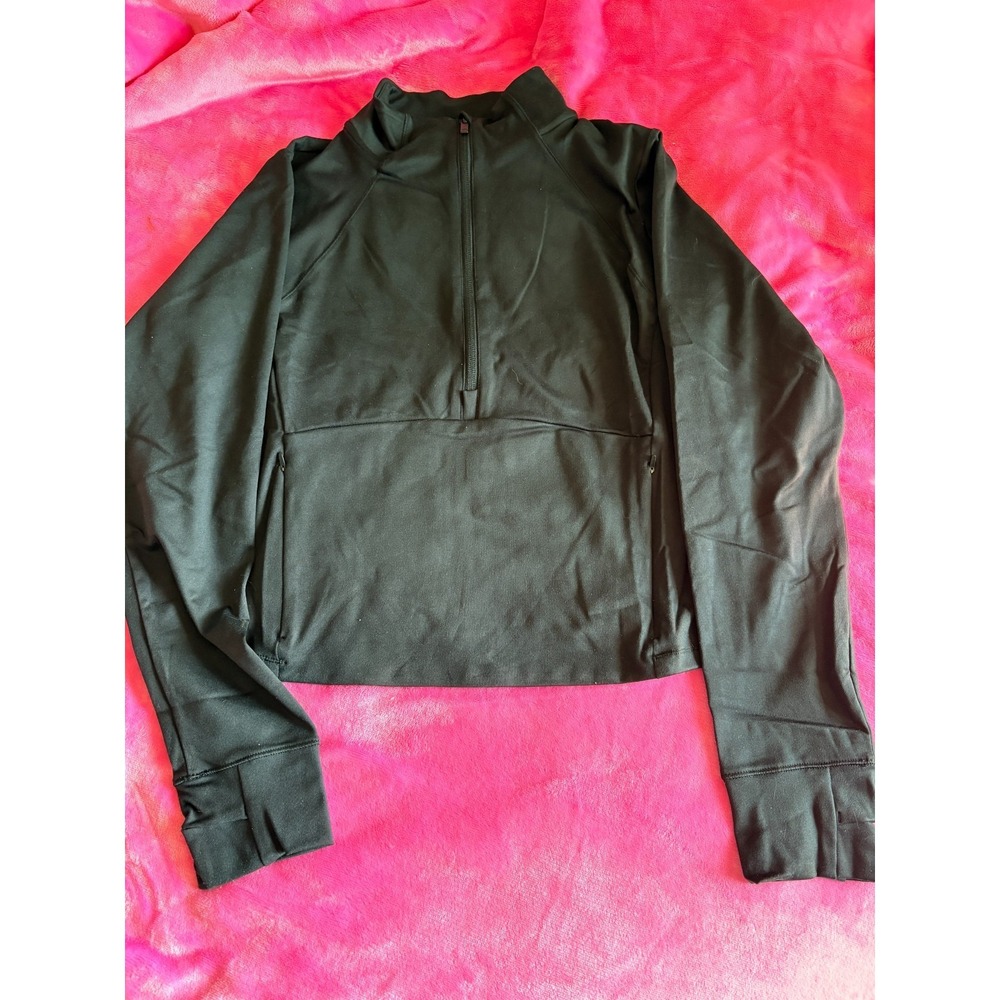 NWT All in Motion sz XXL Black Pullover 1/2 Zip Femme Jacket Shirt Top Slim GG77